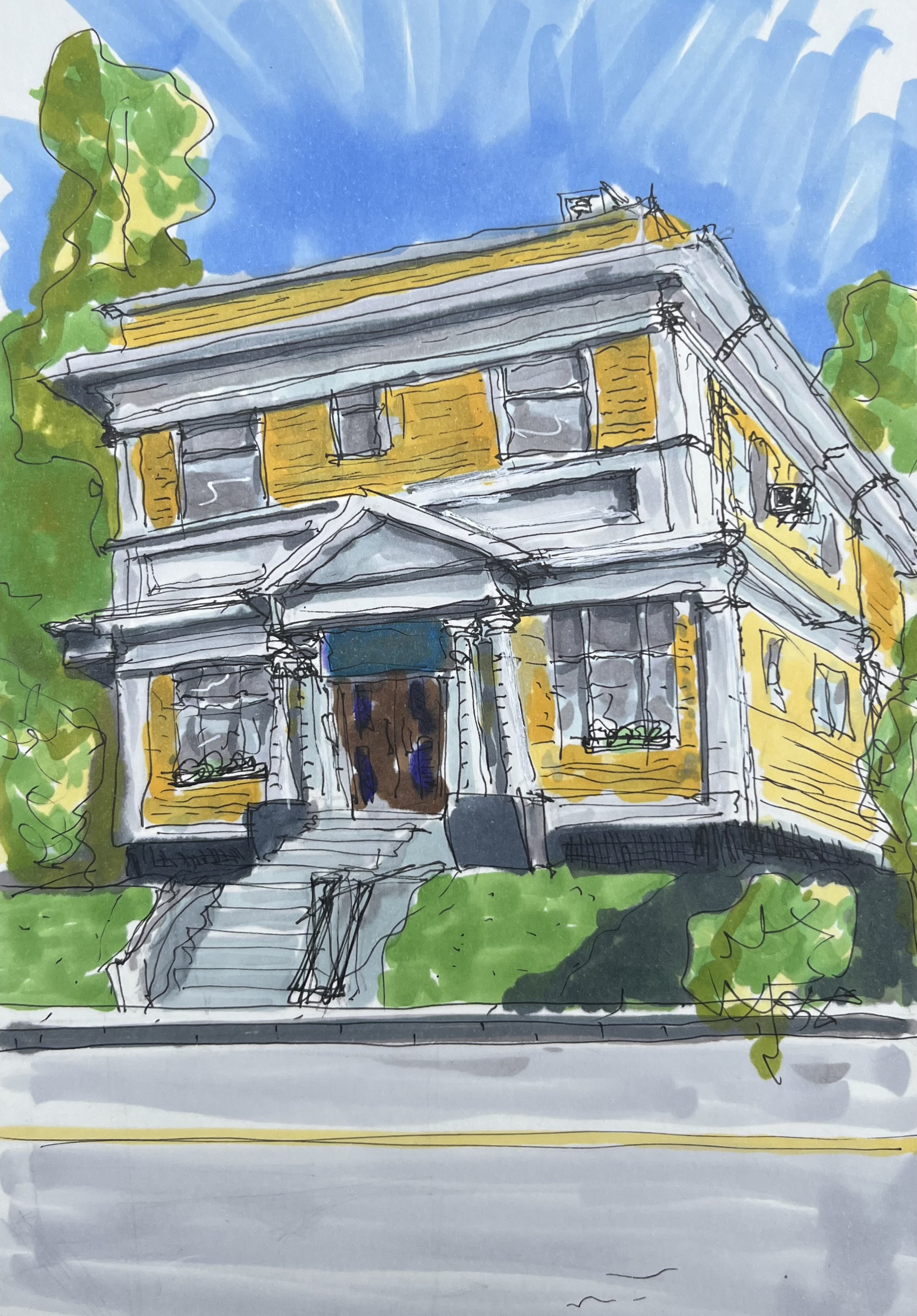 Watercolor of Mahone Bay